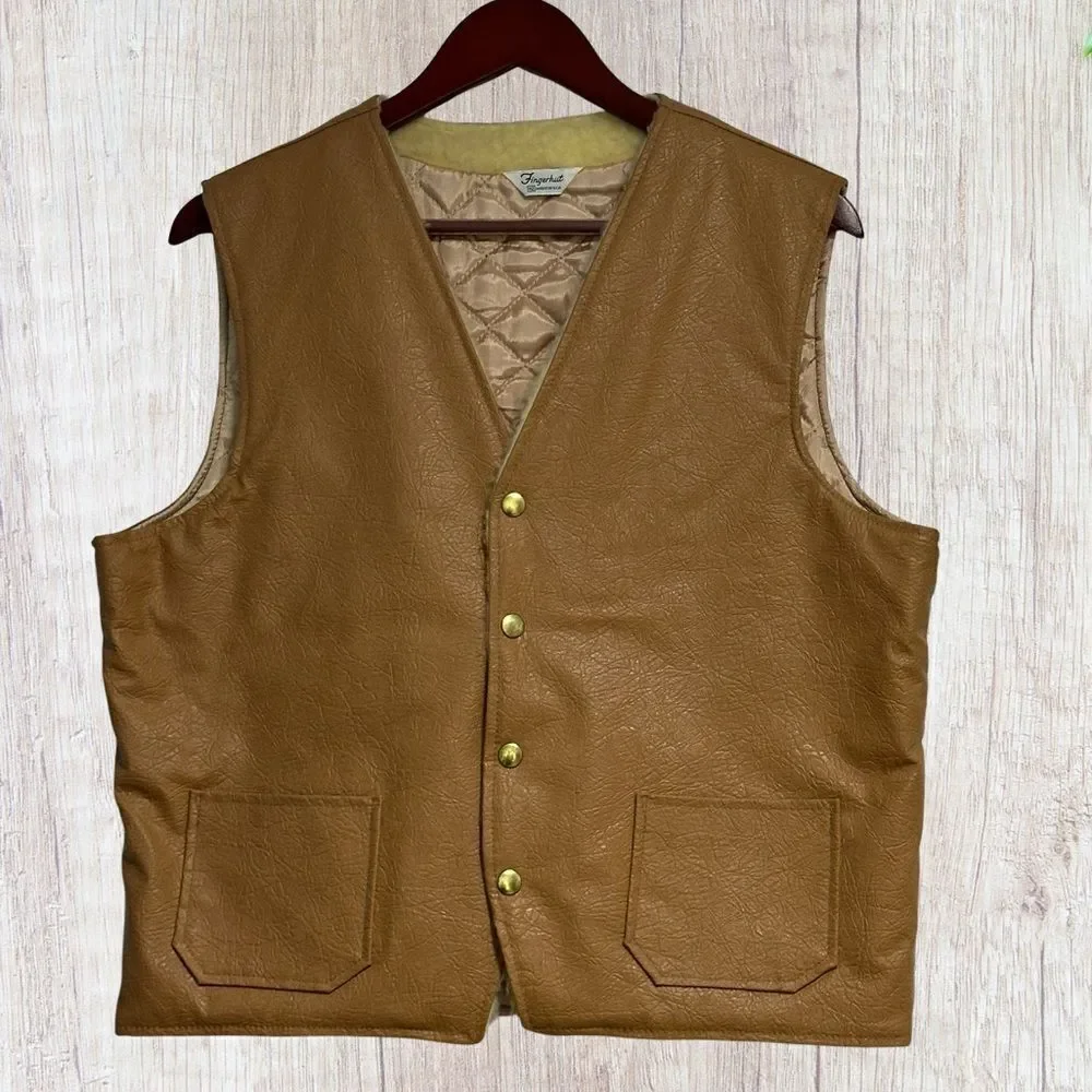 Fingerhut Mens Quilt Lined Vest Size 42 70's Southwestern‎ Hipster Vintage
